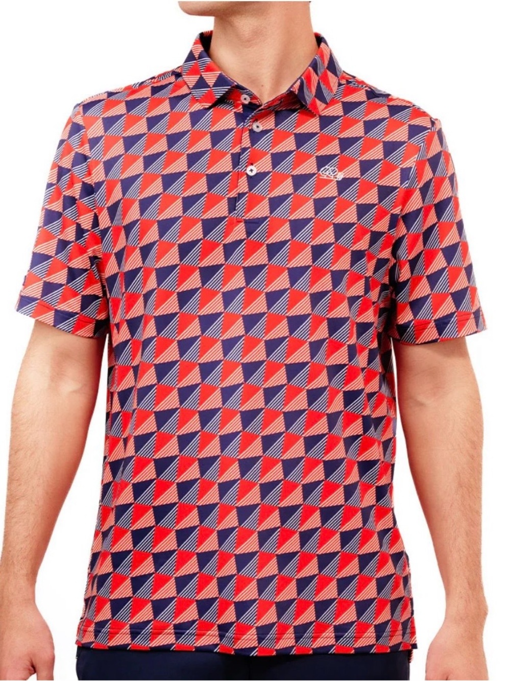 NWOT Good Good Golf Check Me Out Red & Blue Polo Shirt